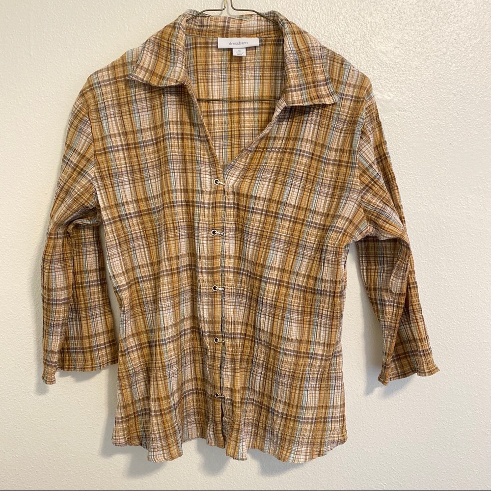 Dress barn Women's Striped Crinkly Button Shirt